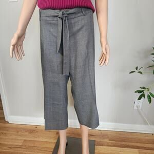 Valia Grey Herringbone Wide Leg Capri Dress Pant Trousers Size 13